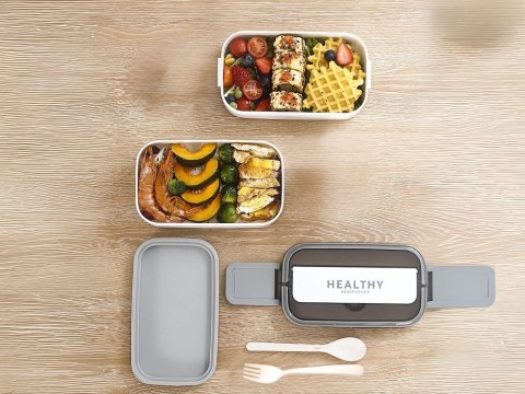 Śniadaniówka z przegródkami piętrowy pojemnik xxl sztućce lunchbox 1400ml Śniadaniówka z przegródkami piętrowy pojemnik xxl sztućce lunchbox 1400ml