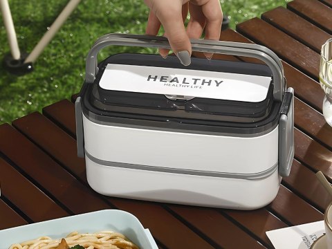 Śniadaniówka z przegródkami piętrowy pojemnik xxl sztućce lunchbox 1400ml Śniadaniówka z przegródkami piętrowy pojemnik xxl sztućce lunchbox 1400ml