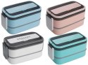 Śniadaniówka z przegródkami piętrowy pojemnik xxl sztućce lunchbox 1400ml