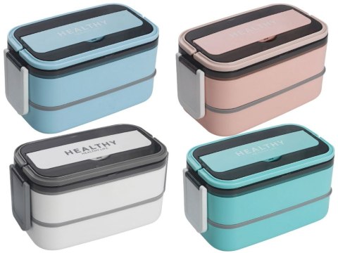 Śniadaniówka z przegródkami piętrowy pojemnik xxl sztućce lunchbox 1400ml Śniadaniówka z przegródkami piętrowy pojemnik xxl sztućce lunchbox 1400ml