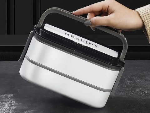 Śniadaniówka z przegródkami piętrowy pojemnik xxl sztućce lunchbox 1400ml Śniadaniówka z przegródkami piętrowy pojemnik xxl sztućce lunchbox 1400ml