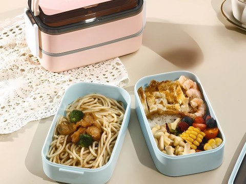 Śniadaniówka z przegródkami piętrowy pojemnik xxl sztućce lunchbox 1400ml Śniadaniówka z przegródkami piętrowy pojemnik xxl sztućce lunchbox 1400ml