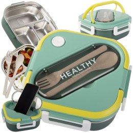 Śniadaniówka z przegródkami pojemnik sztućce lunchbox do mikrofali 1000ml