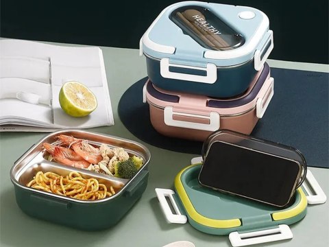 Śniadaniówka z przegródkami pojemnik sztućce lunchbox do mikrofali 1000ml Śniadaniówka z przegródkami pojemnik sztućce lunchbox do mikrofali 1000ml