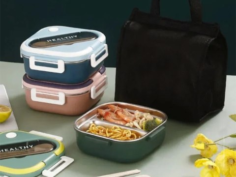 Śniadaniówka z przegródkami pojemnik sztućce lunchbox do mikrofali 1000ml Śniadaniówka z przegródkami pojemnik sztućce lunchbox do mikrofali 1000ml