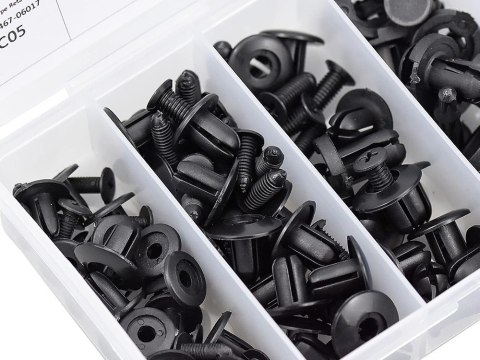 Spinki kołki samochodowe zestaw spinek montażowych do tapicerki 100 sztuk Spinki kołki samochodowe zestaw spinek montażowych do tapicerki 100 sztuk