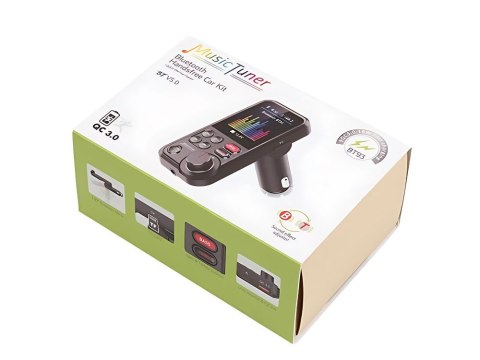 Transmiter bluetooth 5.0 fm zestaw głośnomówiący usb qc tf bass lcd 12-24v Transmiter bluetooth 5.0 fm zestaw głośnomówiący usb qc tf bass lcd 12-24v