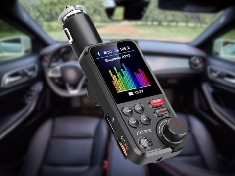 Transmiter bluetooth 5.0 fm zestaw głośnomówiący usb qc tf bass lcd 12-24v Transmiter bluetooth 5.0 fm zestaw głośnomówiący usb qc tf bass lcd 12-24v