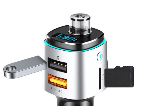Transmiter bluetooth fm ładowarka samochodowa szybka 2x usb podświetlenie Transmiter bluetooth fm ładowarka samochodowa szybka 2x usb podświetlenie