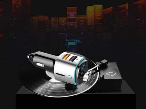 Transmiter bluetooth fm ładowarka samochodowa szybka 2x usb podświetlenie Transmiter bluetooth fm ładowarka samochodowa szybka 2x usb podświetlenie