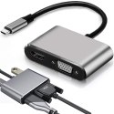 Adapter przejściówka usb-c do hdmi 4k vga hub usb 3.0 usb-c power delivery