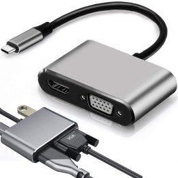Adapter przejściówka usb-c do hdmi 4k vga hub usb 3.0 usb-c power delivery