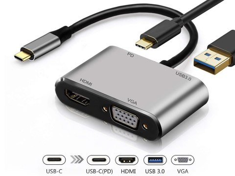 Adapter przejściówka usb-c do hdmi 4k vga hub usb 3.0 usb-c power delivery Adapter przejściówka usb-c do hdmi 4k vga hub usb 3.0 usb-c power delivery
