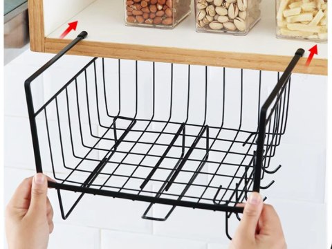 Koszyk metalowy podwieszany pod szafkę blat 5 haczyków uchwyt na papier Koszyk metalowy podwieszany pod szafkę blat 5 haczyków uchwyt na papier