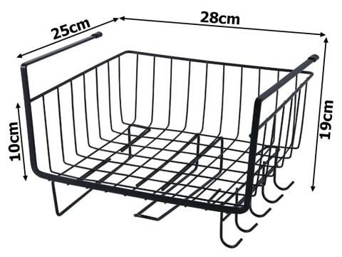 Koszyk metalowy podwieszany pod szafkę blat 5 haczyków uchwyt na papier Koszyk metalowy podwieszany pod szafkę blat 5 haczyków uchwyt na papier