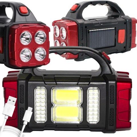 Latarka solarna przenośna lampka akumulatorowa led cob powerbank reflektor Latarka solarna przenośna lampka akumulatorowa led cob powerbank reflektor