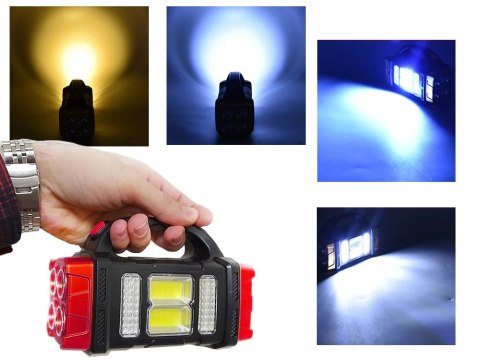 Latarka solarna przenośna lampka akumulatorowa led cob powerbank reflektor Latarka solarna przenośna lampka akumulatorowa led cob powerbank reflektor