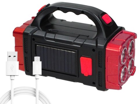Latarka solarna przenośna lampka akumulatorowa led cob powerbank reflektor Latarka solarna przenośna lampka akumulatorowa led cob powerbank reflektor