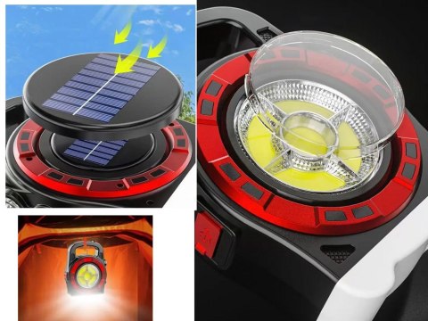Latarka solarna przenośna lampka akumulatorowa led powerbank reflektor moc Latarka solarna przenośna lampka akumulatorowa led powerbank reflektor moc