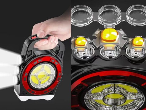 Latarka solarna przenośna lampka akumulatorowa led powerbank reflektor moc Latarka solarna przenośna lampka akumulatorowa led powerbank reflektor moc