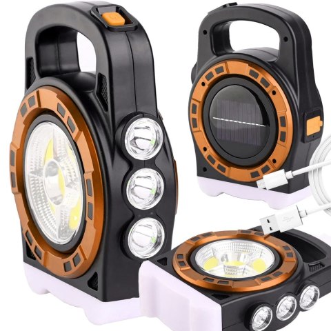 Latarka solarna przenośna lampka akumulatorowa led powerbank reflektor moc Latarka solarna przenośna lampka akumulatorowa led powerbank reflektor moc