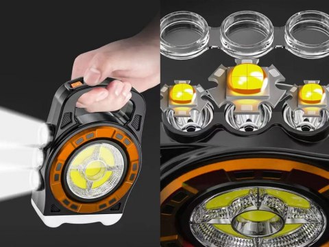 Latarka solarna przenośna lampka akumulatorowa led powerbank reflektor moc Latarka solarna przenośna lampka akumulatorowa led powerbank reflektor moc