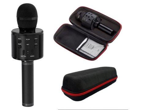 Mikrofon bezprzewodowy bluetooth głośnik karaoke okrągły z etui różne tryby Mikrofon bezprzewodowy bluetooth głośnik karaoke okrągły z etui różne tryby