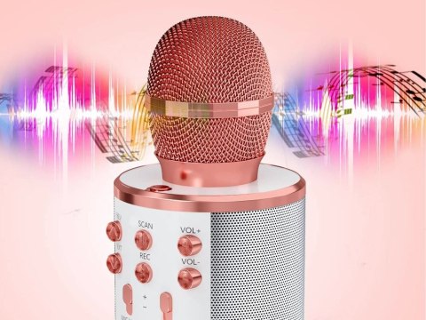 Mikrofon bezprzewodowy bluetooth głośnik karaoke okrągły z etui różne tryby Mikrofon bezprzewodowy bluetooth głośnik karaoke okrągły z etui różne tryby