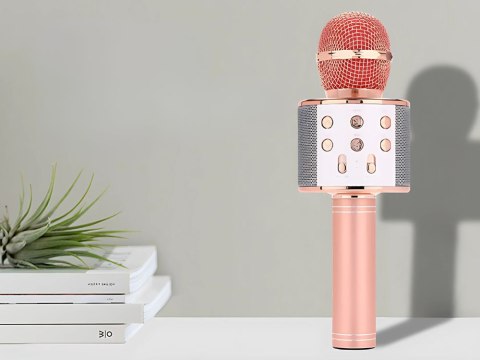 Mikrofon bezprzewodowy bluetooth głośnik karaoke okrągły z etui różne tryby Mikrofon bezprzewodowy bluetooth głośnik karaoke okrągły z etui różne tryby