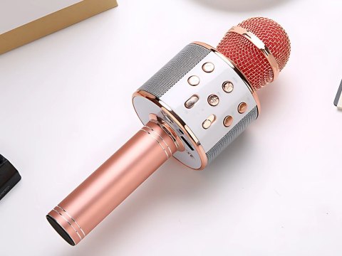 Mikrofon bezprzewodowy bluetooth głośnik karaoke okrągły z etui różne tryby Mikrofon bezprzewodowy bluetooth głośnik karaoke okrągły z etui różne tryby