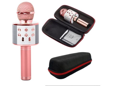 Mikrofon bezprzewodowy bluetooth głośnik karaoke okrągły z etui różne tryby Mikrofon bezprzewodowy bluetooth głośnik karaoke okrągły z etui różne tryby