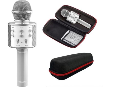 Mikrofon bezprzewodowy bluetooth głośnik karaoke okrągły z etui różne tryby Mikrofon bezprzewodowy bluetooth głośnik karaoke okrągły z etui różne tryby
