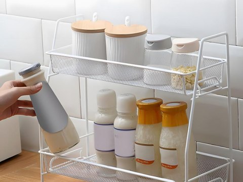 Półka kuchenna organizer kuchenny stojący dwupoziomowy loft na przyprawy Półka kuchenna organizer kuchenny stojący dwupoziomowy loft na przyprawy