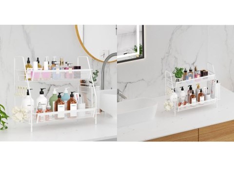 Półka kuchenna organizer kuchenny stojący dwupoziomowy loft z koszyczkiem Półka kuchenna organizer kuchenny stojący dwupoziomowy loft z koszyczkiem