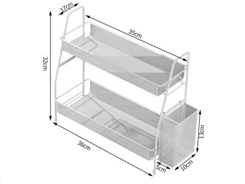 Półka kuchenna organizer kuchenny stojący dwupoziomowy loft z koszyczkiem Półka kuchenna organizer kuchenny stojący dwupoziomowy loft z koszyczkiem