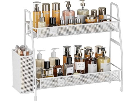 Półka kuchenna organizer kuchenny stojący dwupoziomowy loft z koszyczkiem Półka kuchenna organizer kuchenny stojący dwupoziomowy loft z koszyczkiem