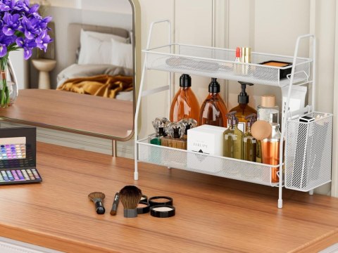 Półka kuchenna organizer kuchenny stojący dwupoziomowy loft z koszyczkiem Półka kuchenna organizer kuchenny stojący dwupoziomowy loft z koszyczkiem