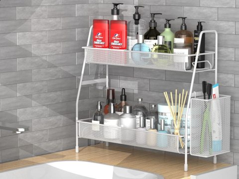 Półka kuchenna organizer kuchenny stojący dwupoziomowy loft z koszyczkiem Półka kuchenna organizer kuchenny stojący dwupoziomowy loft z koszyczkiem