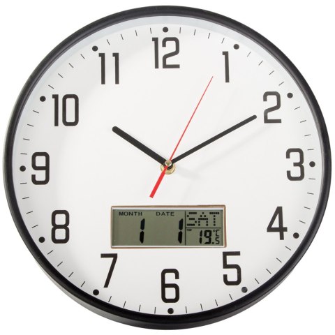 Zegar ścienny duży cichy 30cm okrągły wskazówkowy data temperatura drewno Zegar ścienny duży cichy 30cm okrągły wskazówkowy data temperatura drewno