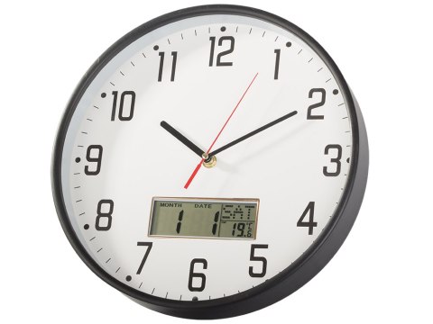 Zegar ścienny duży cichy 30cm okrągły wskazówkowy data temperatura drewno Zegar ścienny duży cichy 30cm okrągły wskazówkowy data temperatura drewno