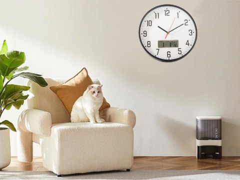 Zegar ścienny duży cichy 30cm okrągły wskazówkowy data temperatura drewno Zegar ścienny duży cichy 30cm okrągły wskazówkowy data temperatura drewno
