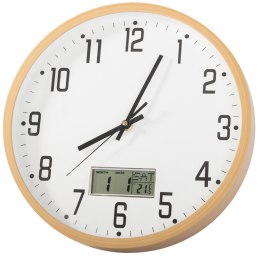 Zegar ścienny duży cichy 30cm okrągły wskazówkowy data temperatura sekundy