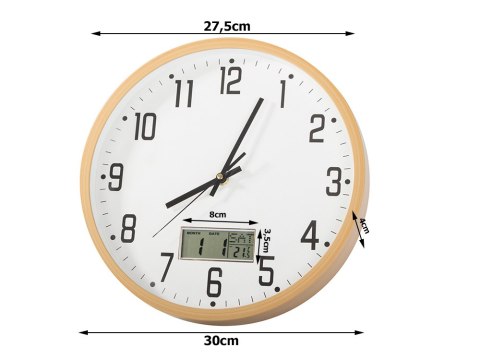 Zegar ścienny duży cichy 30cm okrągły wskazówkowy data temperatura sekundy Zegar ścienny duży cichy 30cm okrągły wskazówkowy data temperatura sekundy