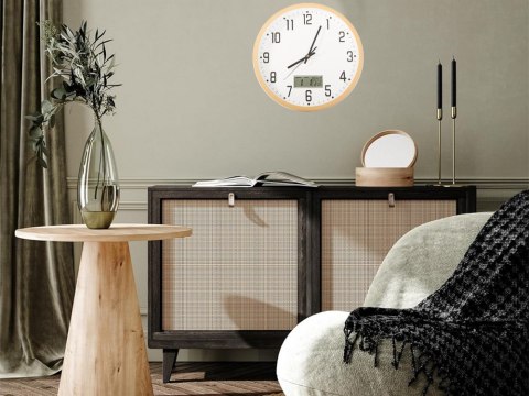 Zegar ścienny duży cichy 30cm okrągły wskazówkowy data temperatura sekundy Zegar ścienny duży cichy 30cm okrągły wskazówkowy data temperatura sekundy