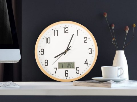 Zegar ścienny duży cichy 30cm okrągły wskazówkowy data temperatura sekundy Zegar ścienny duży cichy 30cm okrągły wskazówkowy data temperatura sekundy