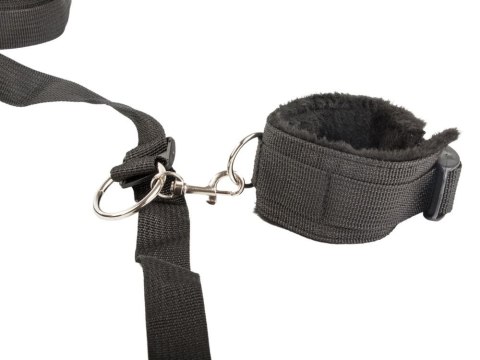 KAJDANKI UPRZĄŻ NA ŁÓŻKO BDSM ZESTAW DLA PAR PASY REGULOWANE CZARNE KAJDANKI UPRZĄŻ NA ŁÓŻKO BDSM ZESTAW DLA PAR PASY REGULOWANE CZARNE