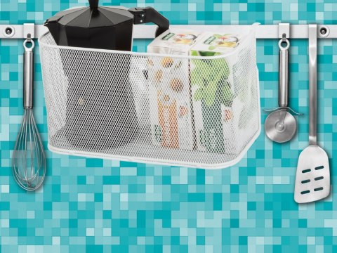 Kosz koszyk organizer metalowy zawieszany na reling półka wisząca kuchenna Kosz koszyk organizer metalowy zawieszany na reling półka wisząca kuchenna