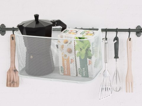 Kosz koszyk organizer metalowy zawieszany na reling półka wisząca kuchenna Kosz koszyk organizer metalowy zawieszany na reling półka wisząca kuchenna