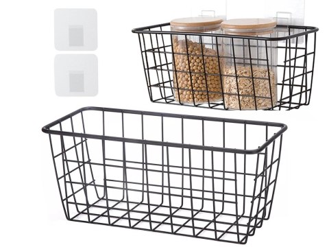 Koszyk wiszący kosz organizer metalowy zawieszany półka kuchenna czarny Koszyk wiszący kosz organizer metalowy zawieszany półka kuchenna czarny