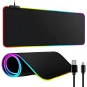 Podkładka gamingowa podświetlana rgb xxl 90x40 pod myszkę klawiaturę usb